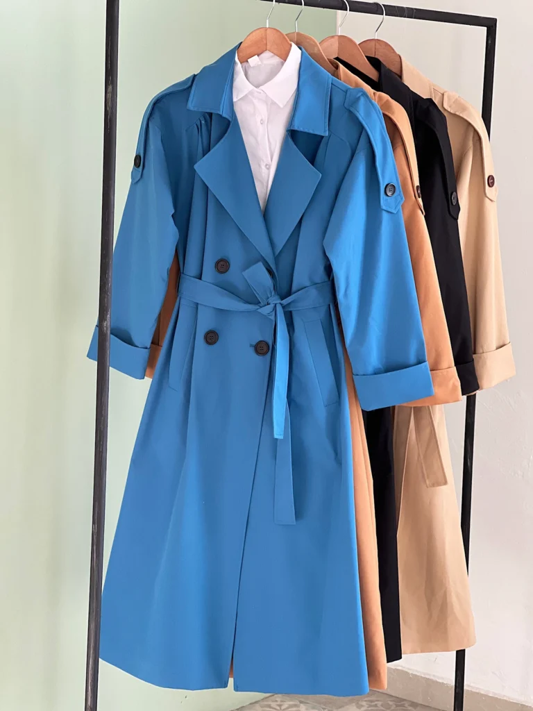 Astarlı Trençkot - Mavi