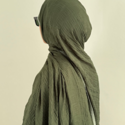 Biyeli Müslin Şal - Haki