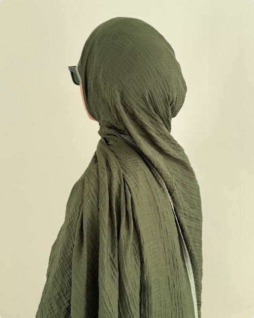 Biyeli Müslin Şal - Haki