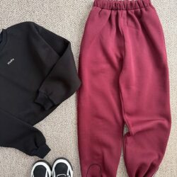 Üç İplik Paça Ayarlamalı Eşofman Altı - Bordo